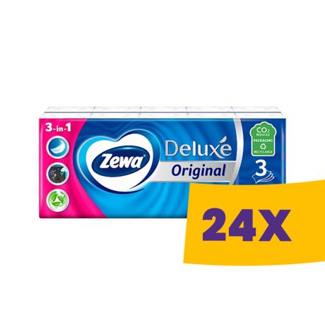 Zewa Deluxe 3 rétegű papír zsebkendő normál 10x10 db (Karton - 24 csg)