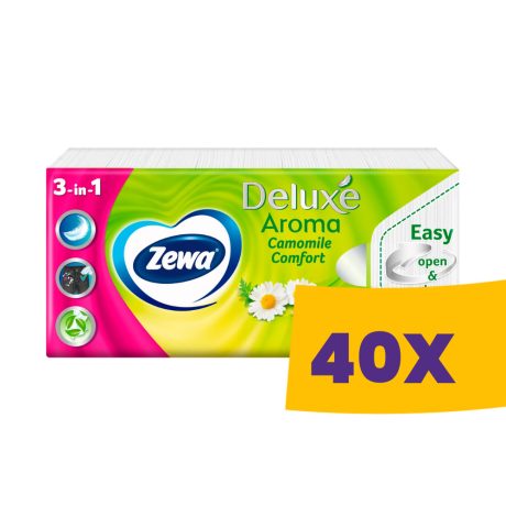 Zewa Deluxe papírzsebkendő Camomile Comfort - 3 rétegű 90db-os (Karton - 40 csomag)