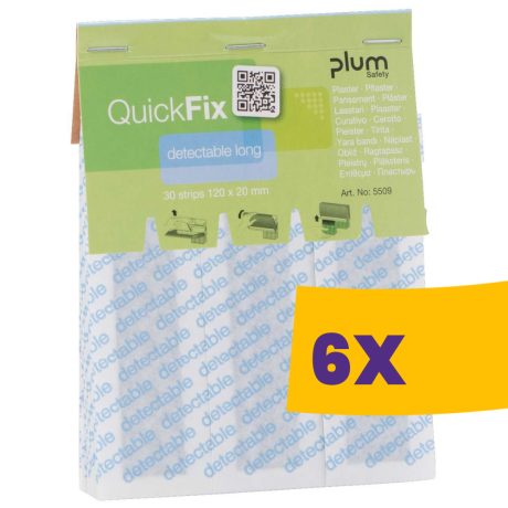 Plum 5509 QuickFix Kimutatható fémszálas hosszú ragtapasz utántöltő 30db (Karton - 6 csomag)