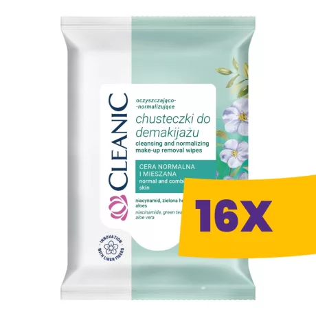 Cleanic Pure Effect sminkeltávolító törlőkendő micellás folyadékkal 10db (Karton - 16 csomag)