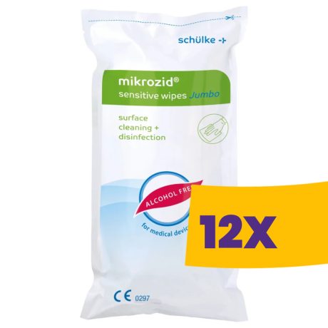 Schülke Mikrozid® AF Sensitive fertőtlenítő törlőkendő Jumbo utántöltő 200db-os (Karton - 12 csomag)