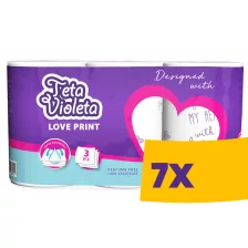   Violeta Love háztartási papírtörlő - 3 rétegű, 3 tekercs (Karton - 7 csomag)