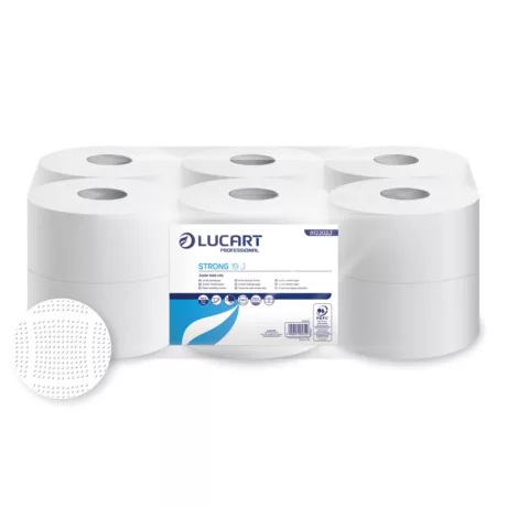 Lucart Strong 19J WC papír 19cm átm. - 2 rétegű, hófehér, 130m (Karton - 12 tek)