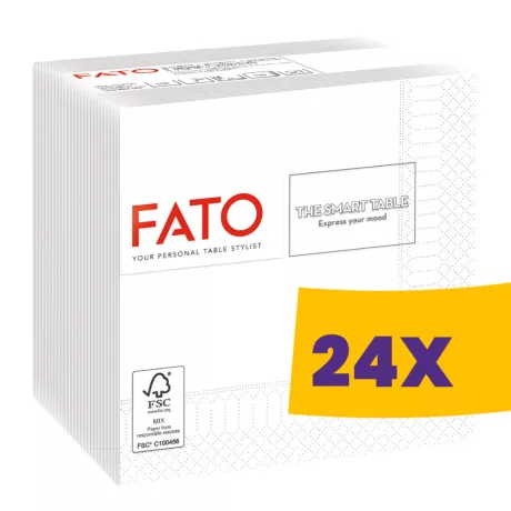 FATO Smart Table koktélszalvéta Hófehér - 2 rétegű, 24x24cm, 100 lap (Karton - 24 csomag)