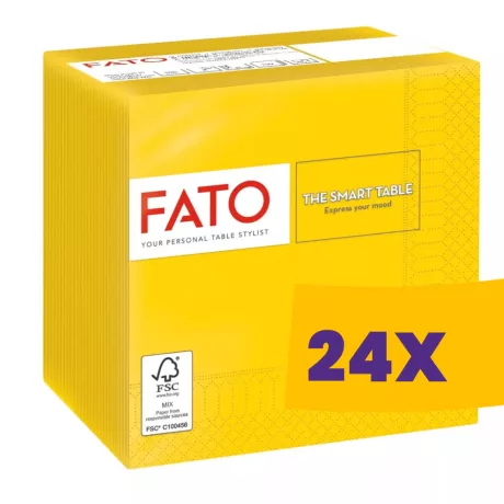FATO Smart Table koktélszalvéta Sárga - 2 rétegű, 24x24cm, 100 lap (Karton - 24 csomag)