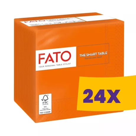 FATO Smart Table koktélszalvéta Narancssárga - 2 rétegű, 24x24cm, 100 lap (Karton - 24 csomag)