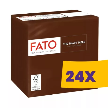 FATO Smart Table koktélszalvéta Csokoládébarna - 2 rétegű, 24x24cm, 100 lap (Karton - 24 csomag)