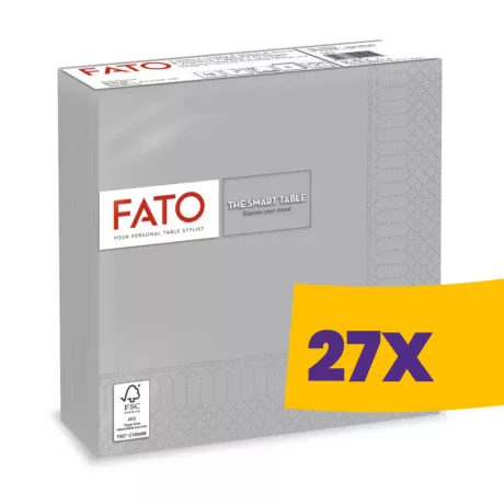 FATO Smart Table szalvéta Ezüst - 2 rétegű, 33x33cm, 50 lap (Karton - 27 csomag)