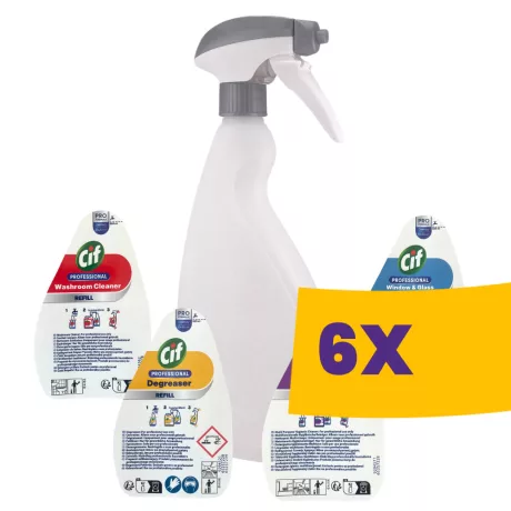 Cif Prof. Dosing Bottle Kit szórófejes flakon készlet 0,75L (Karton - 6 db)