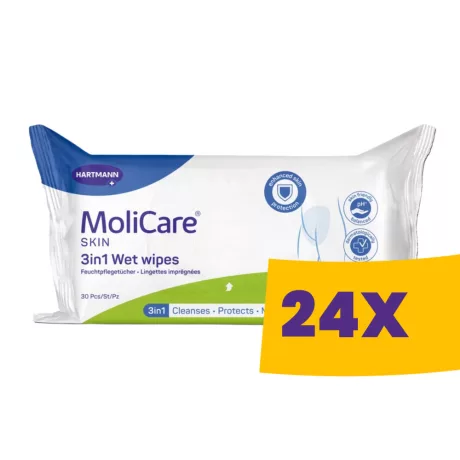 Hartmann MoliCare Skin 3 az 1-ben nedves törlőkendő 30db (Karton - 24 csomag)