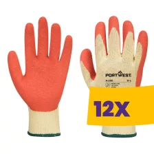   Portwest A100 Mártott latex védőkesztyű narancs (Karton - 12 pár)