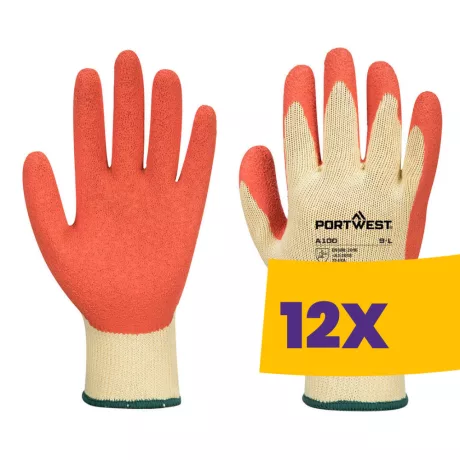 Portwest A100 Mártott latex védőkesztyű narancs (Karton - 12 pár)