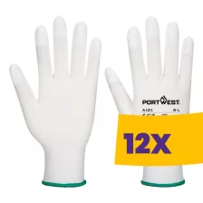  Portwest A121 PU ujjvégmártott védőkesztyű fehér (Karton - 12 pár)