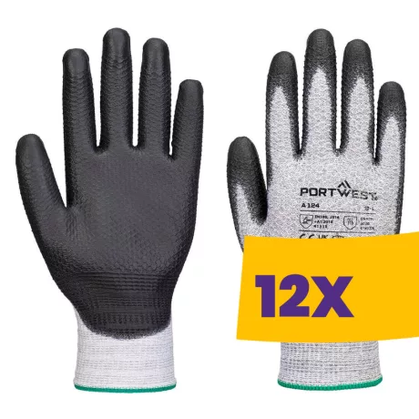 Portwest A124 Grip 13 gyémántkötésű érintőképernyős kesztyű szürke (Karton - 12 pár)