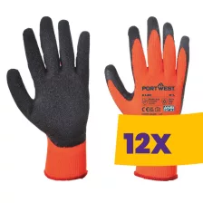   Portwest A140 Mártott latex védőkesztyű, téli kivitel narancs (Karton - 12 pár)