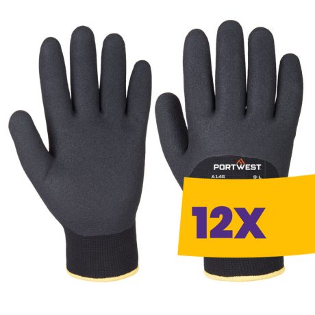 Portwest A146 Arctic téli védőkesztyű fekete (Karton - 12 pár)