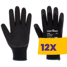   Portwest A150 Mártott latex munkavédelmi kesztyű (A100 öko verzió) fekete (Karton - 12 pár)