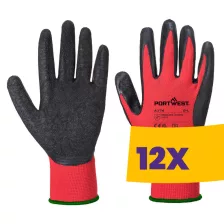   Portwest A174 Flex Grip latex védőkesztyű piros (Karton - 12 pár)