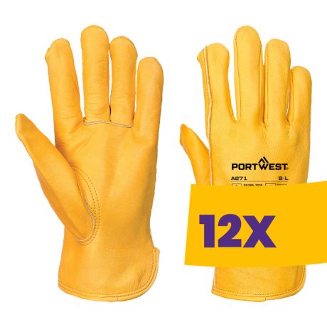 Portwest A271 Bélelt sofőrkesztyű barna (Karton - 12 pár)