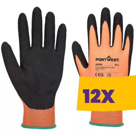 Portwest A335 Dermi-Grip NPR15 Nitrile Sandy kesztyű narancs (Karton - 12 pár)