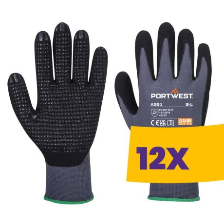 Portwest A351 DermiFlex Plus védőkesztyű szürke (Karton - 12 pár)