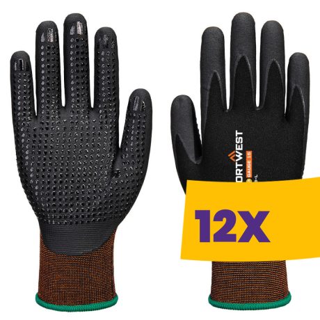 Portwest A371 Habosított nitril munkavédelmi kesztyű fekete (Karton - 12 pár)