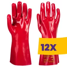   Portwest A435 PVC hosszú szárú védőkesztyű 35cm piros XL (Karton - 12 pár)