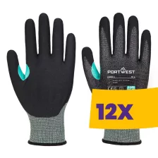   Portwest A661 VHR18 Vágásbiztos nitril munkavédelmi kesztyű fekete (Karton - 12 pár)