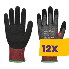  Portwest A672 AHR13 F Dark Nitrile Cut vágásbiztos kesztyű fekete (Karton - 12 pár)