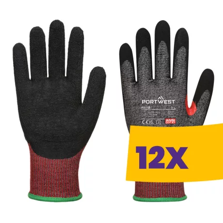 Portwest A672 AHR13 F Dark Nitrile Cut vágásbiztos kesztyű fekete (Karton - 12 pár)