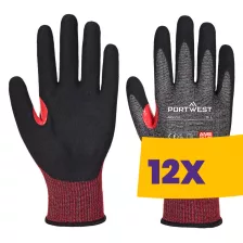   Portwest A673 CS CUT F18 nitril vágásbiztos védőkesztyű fekete (Karton - 12 pár)