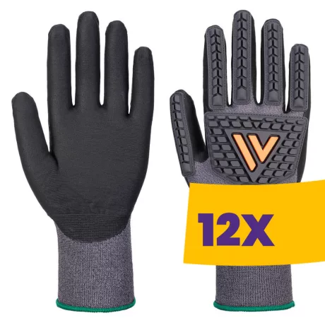 Portwest A715 Grip 15 nitril ütésálló kesztyű fekete (Karton - 12 pár)