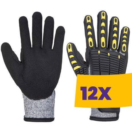 Portwest A722 Anti Impact vágásbiztos kesztyű, Cut 5 szürke (Karton - 12 pár)