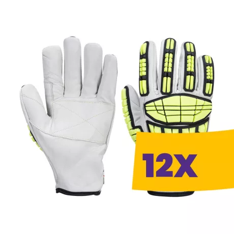 Portwest A745 Impact Pro Cut vágásbiztos bőr kesztyű szürke (Karton - 12 pár)