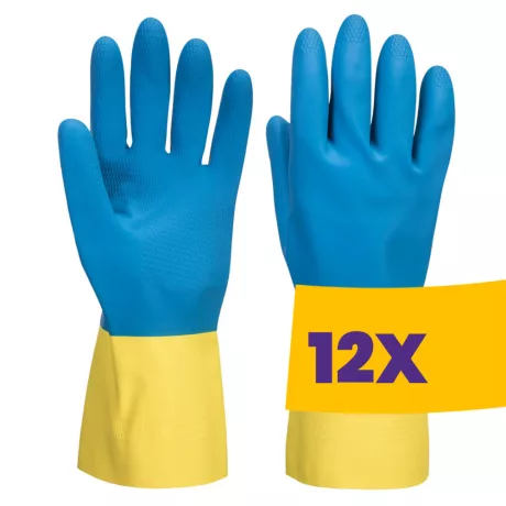 Portwest A801 Duplán Mártott Latex kesztyű sárga (Karton - 12 pár)