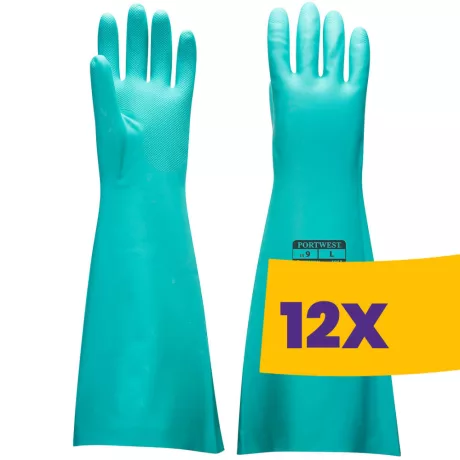 Portwest A813 Extra hosszú nitril kesztyű zöld (Karton - 12 pár)