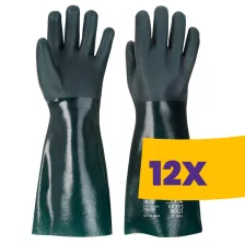   Portwest A845 Duplán mártott PVC védőkesztyű 45cm zöld XL (Karton - 12 pár)