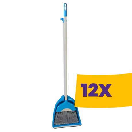 Műanyag partvis hosszúnyelű szemeteslapáttal 110cm Kék (Karton - 12 db)