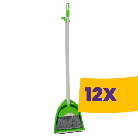 Műanyag partvis hosszúnyelű szemeteslapáttal 110cm Zöld (Karton - 12 db)
