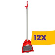   Műanyag partvis hosszúnyelű szemeteslapáttal 110cm Piros (Karton - 12 db)