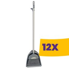   Műanyag partvis hosszúnyelű szemeteslapáttal 110cm Szürke (Karton - 12 db)