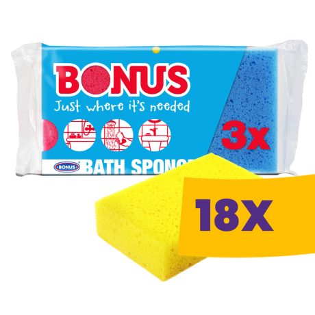 Bonus fürdőszivacs 14x9x3,5cm 3db (Karton - 18 csg)