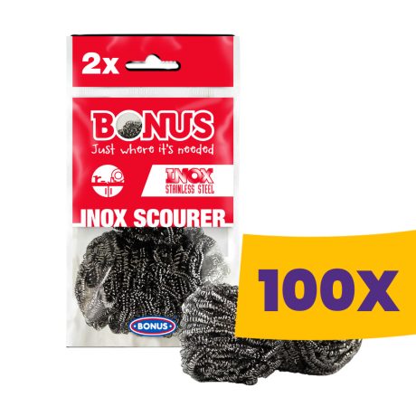 Bonus inox spirál fém dörzsi 2db (Karton - 100 csomag)