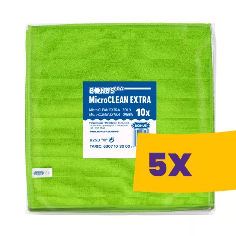 BonusPRO MicroCLEAN Extra mikroszálas törlőkendő 40x40cm Zöld 10db (Karton - 5 csomag)