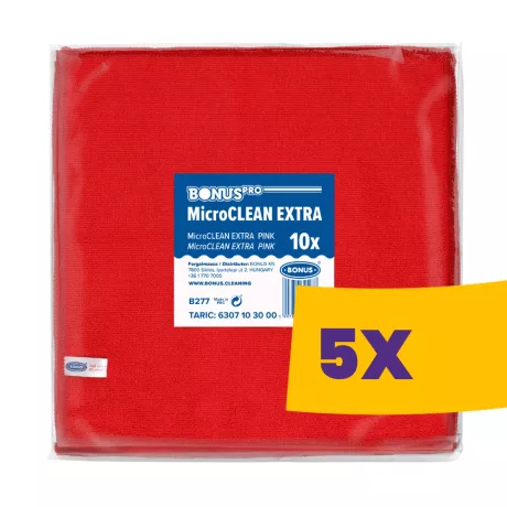 BonusPRO MicroCLEAN Extra mikroszálas törlőkendő 40x40cm Piros 10db (Karton - 5 csomag)
