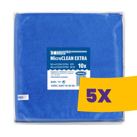 BonusPRO MicroCLEAN Extra mikroszálas törlőkendő 40x40cm Kék 10db (Karton - 5 csomag)
