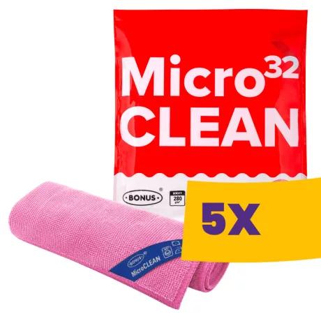 BonusPRO MicroCLEAN mikroszálas kendő 32x32cm Piros 10db (Karton - 5 csg)