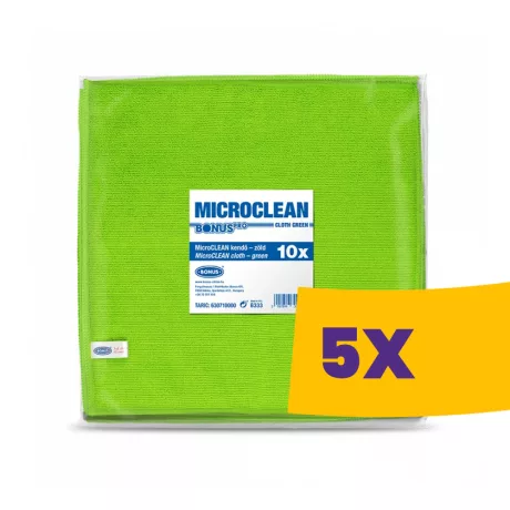 BonusPRO MicroCLEAN mikroszálas kendő 32x32cm Zöld 10db (Karton - 5 csg)