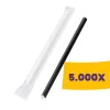 Szívószál papír fekete - 8mm átm. 24cm (Karton - 5000 db)