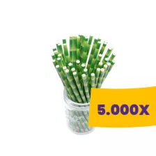   Szívószál papír bambusz mintás - 8mm átm. 23cm (Karton - 5000 db)